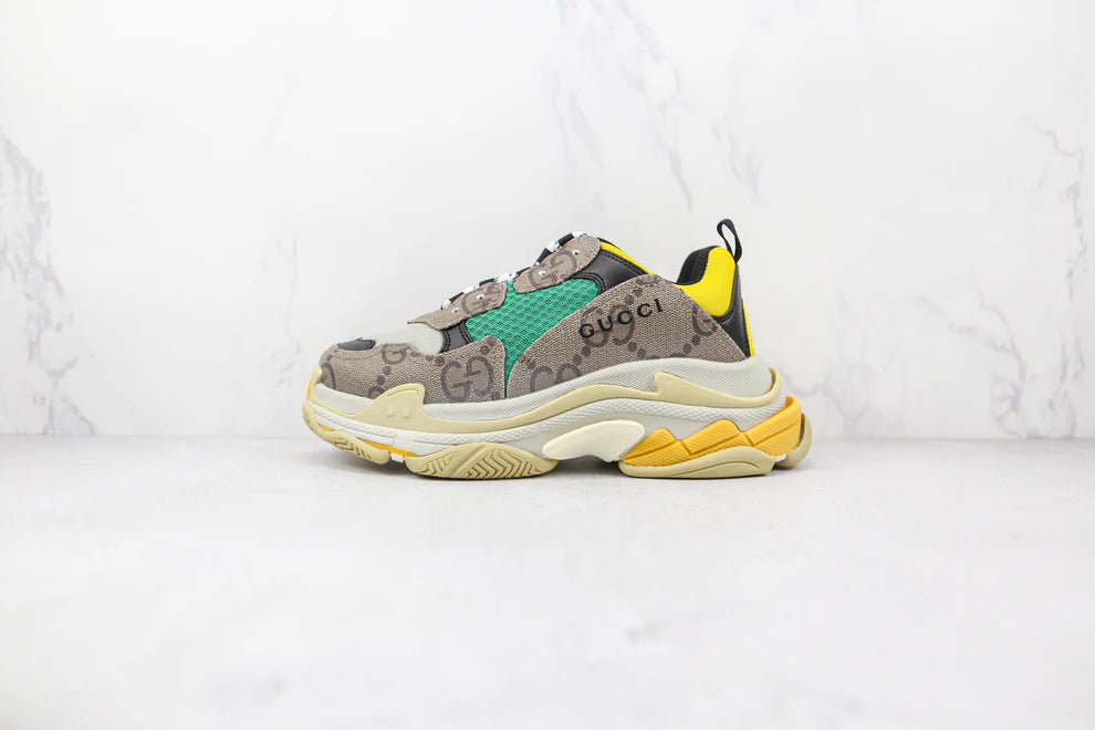 Gucci X Balenciaga The Hacker Project Triple S Beige Green Yellow