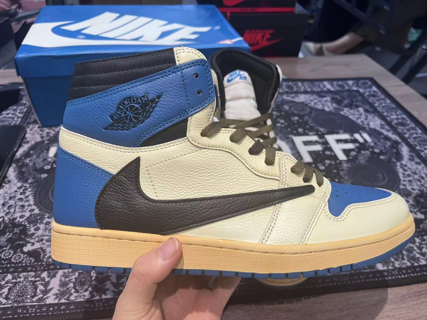 Travis Scott x Fragment x Air Jordan 1 High "Military Blue"