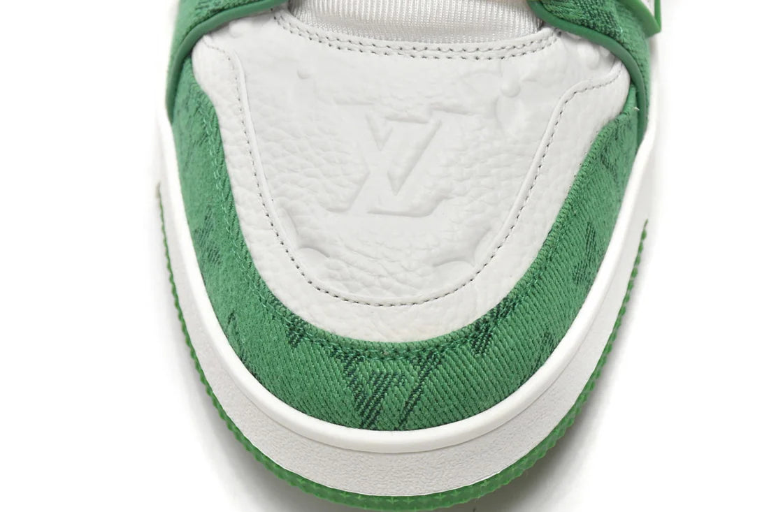 Louis Vuitton Trainer Green Monogram Denim White