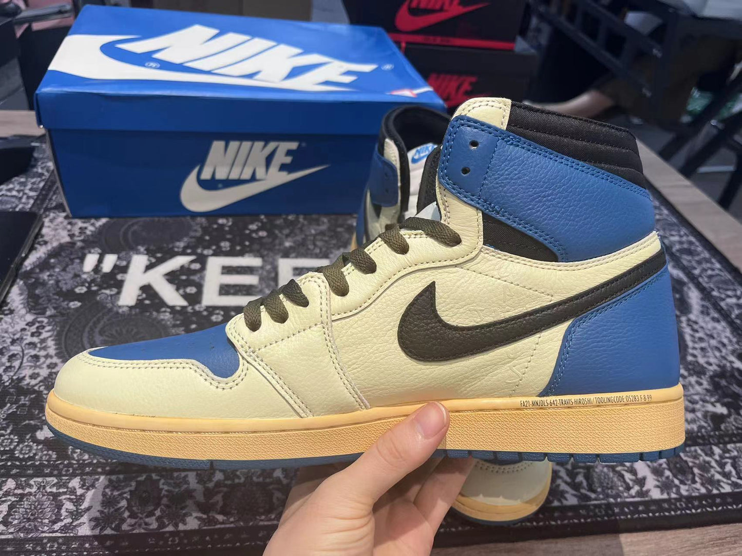 Travis Scott x Fragment x Air Jordan 1 High "Military Blue"